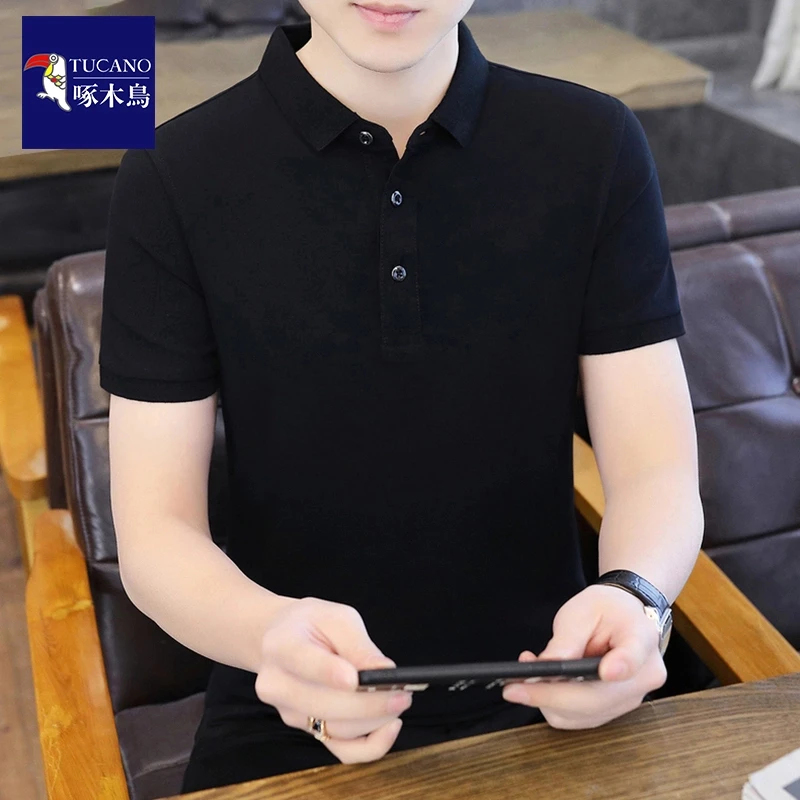 啄木鸟潮牌男士冰丝polo衫短袖夏季薄款高端t恤上衣服轻奢男装