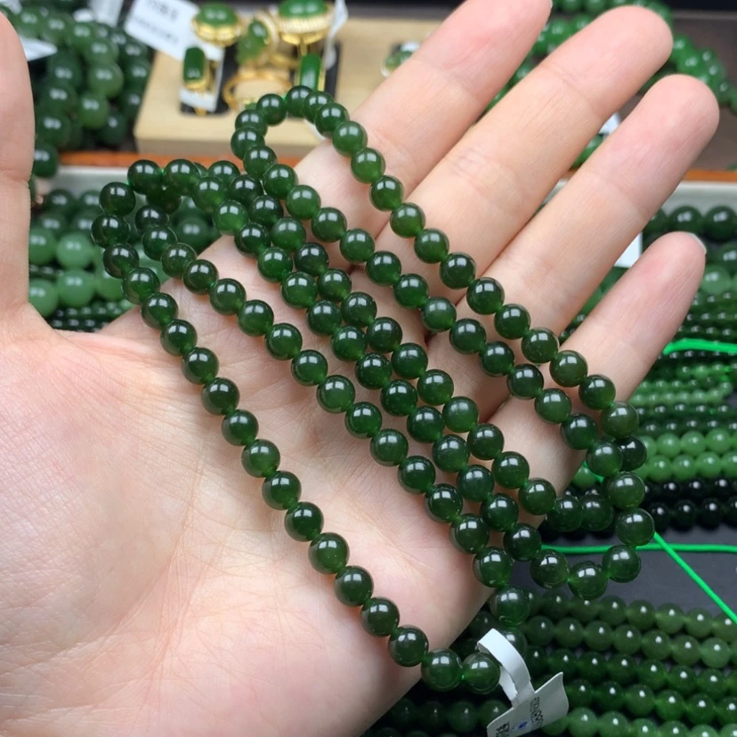 【闪购商品】和田玉（碧玉）未镶嵌颈饰6m冰底菠菜绿无黑点
