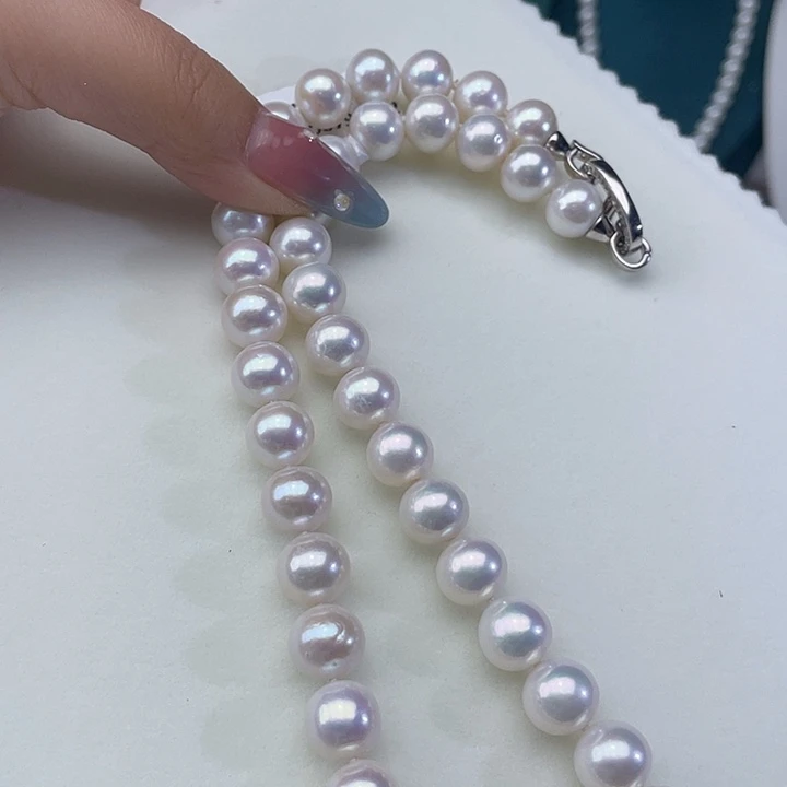 淡水珍珠银S925镶嵌颈饰卡10-11极光天女粉高品孤品