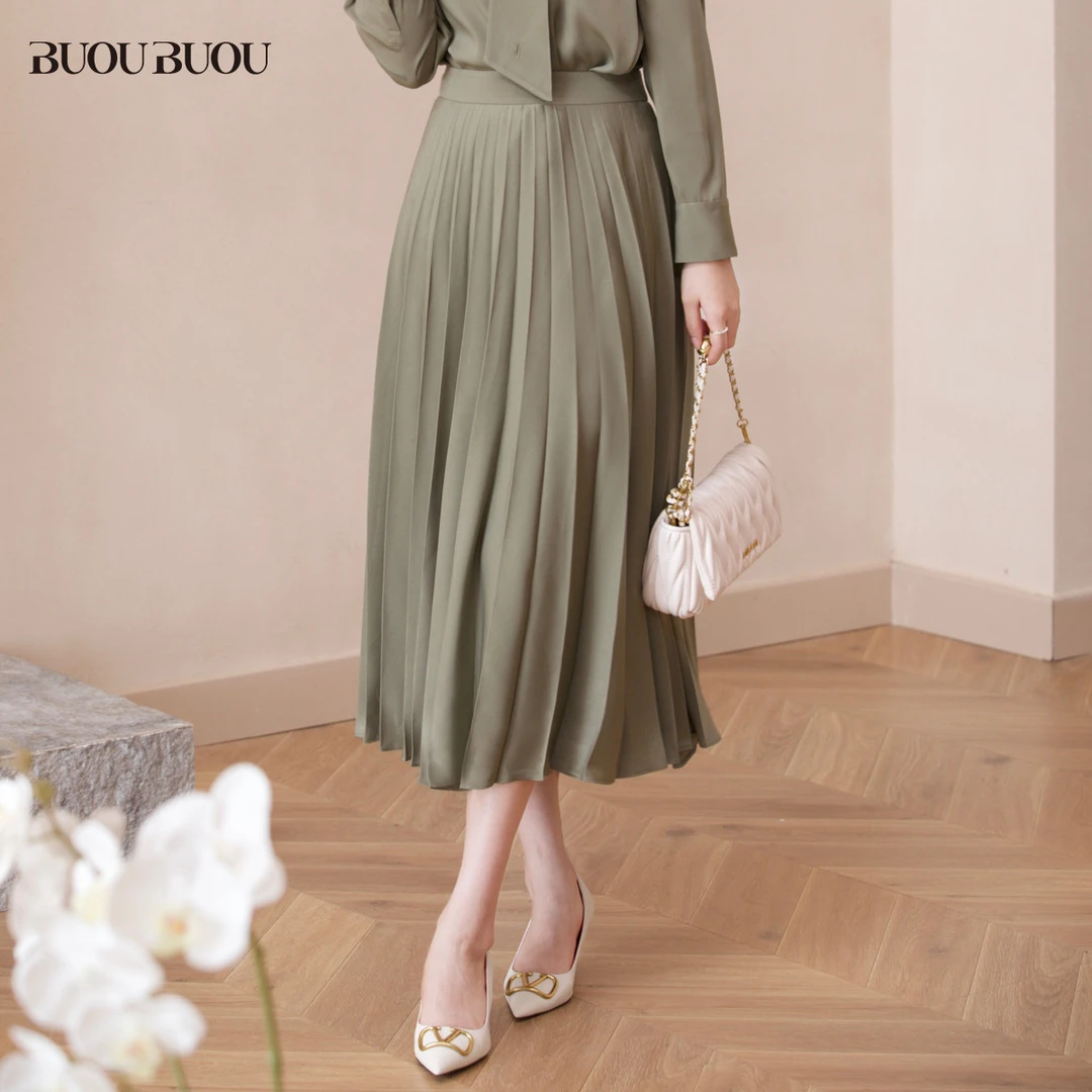 【粉丝专享】【商场同款】新款法式优雅重工风琴褶半身裙女BJ4B206