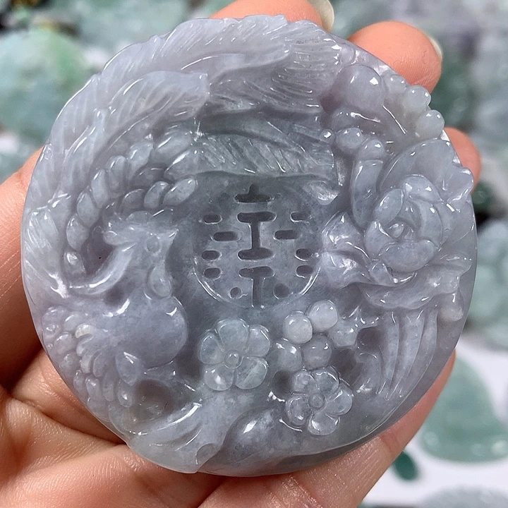 颈饰未镶嵌翡翠山水双喜临门两面工艺福利