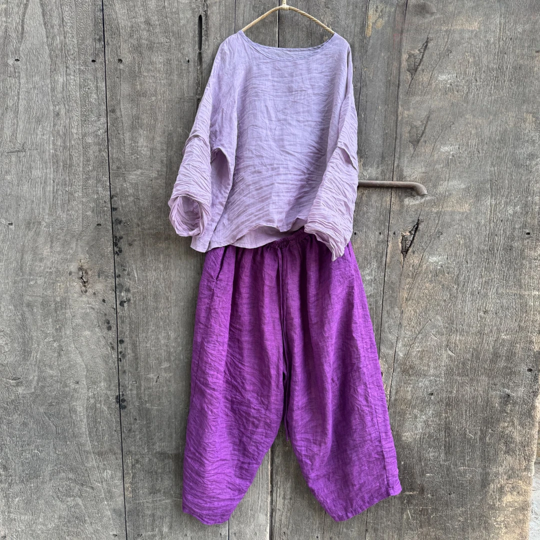 258 高支砂洗苎麻休闲宽松上衣