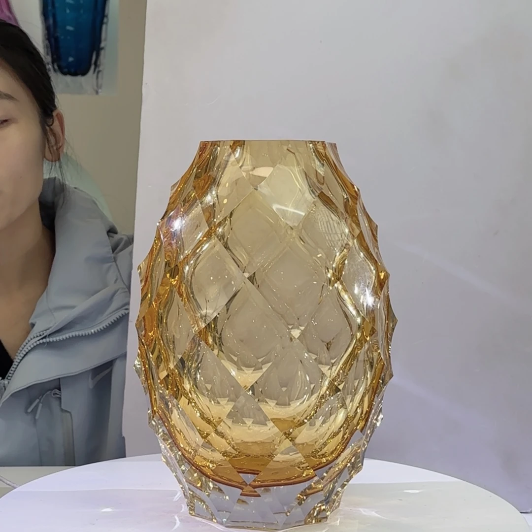 思***睿琉璃茶金色菠萝款花瓶