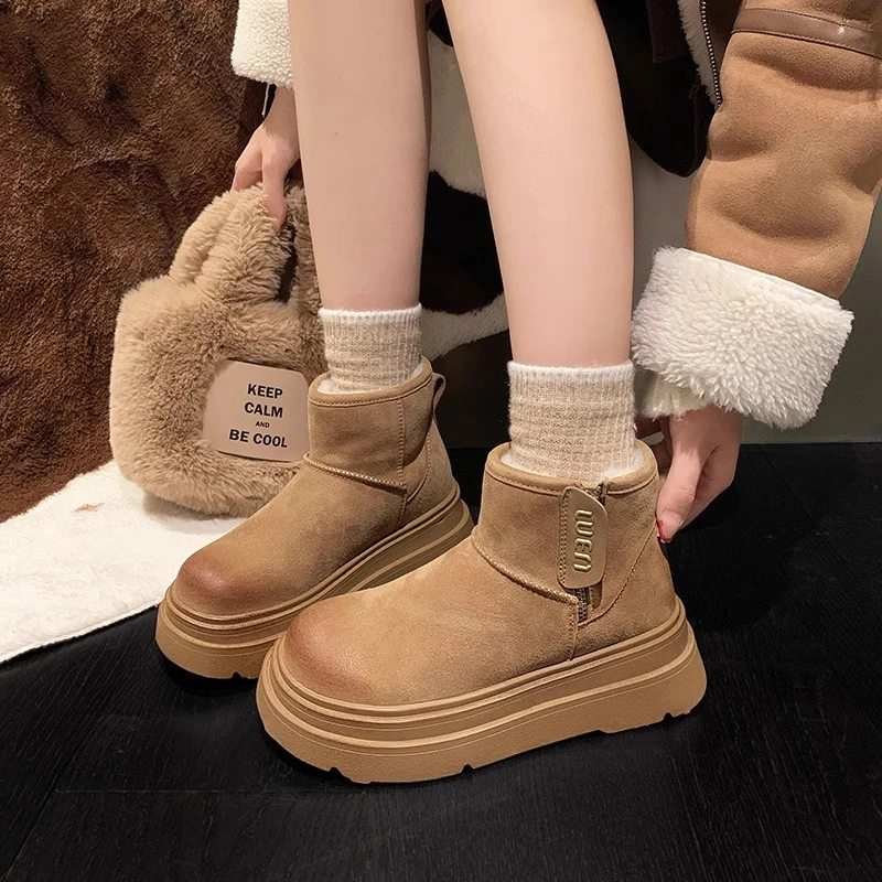 海德公园雪地靴女款新款冬季厚底加绒加厚棉鞋女棉靴潮