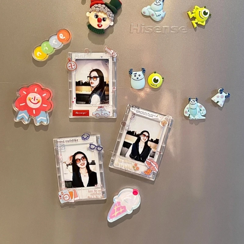 拍立得磁吸相框冰箱贴3寸展示架情侣相片展示框明星小卡装饰摆件
