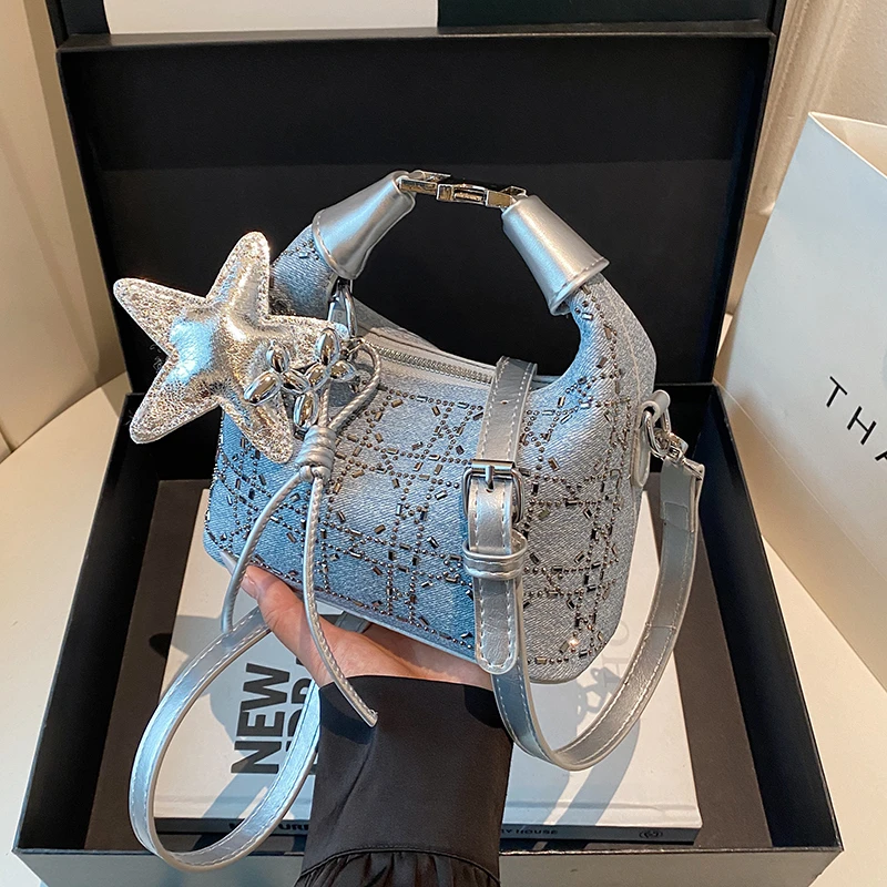 新款轻奢百搭高级感气质时尚斜挎女士包6123蓝