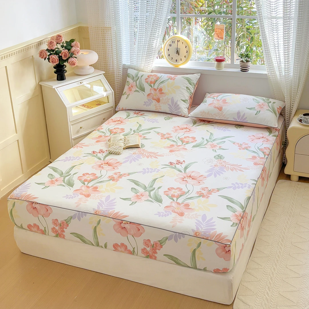 单双人全棉夹棉床笠加枕套隐藏式夹棉床笠全棉床笠薄垫褥子防滑垫