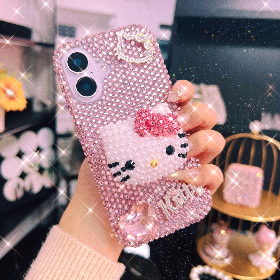适用苹果/华为/OPPO/VIVO/小米手工DIY贴支架KT头镶满钻手机壳