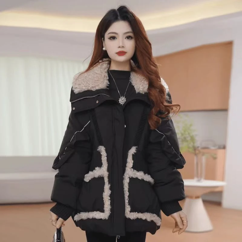 2025年秋冬新款时尚气质潮流保暖棉服宽松百搭韩系简约风外套女