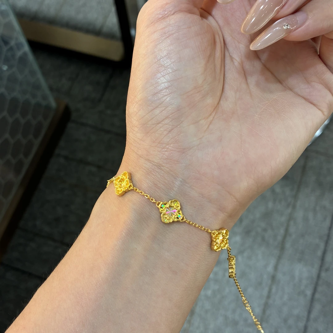 DS『爆闪如意』5G炫彩如意四叶草手链 足金999 S扣