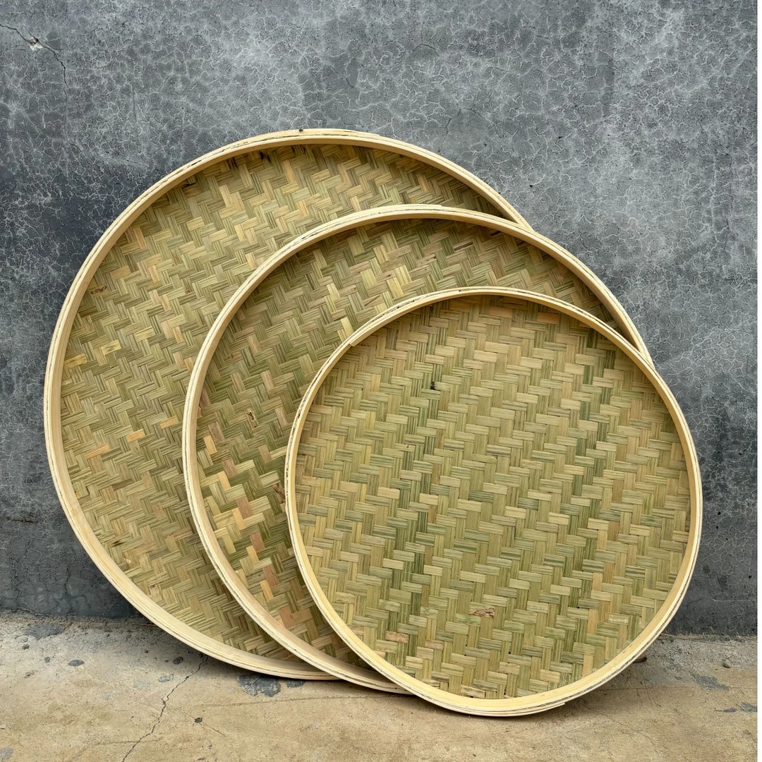 刮青无孔60+70+80竹编家用晾晒收纳簸箕