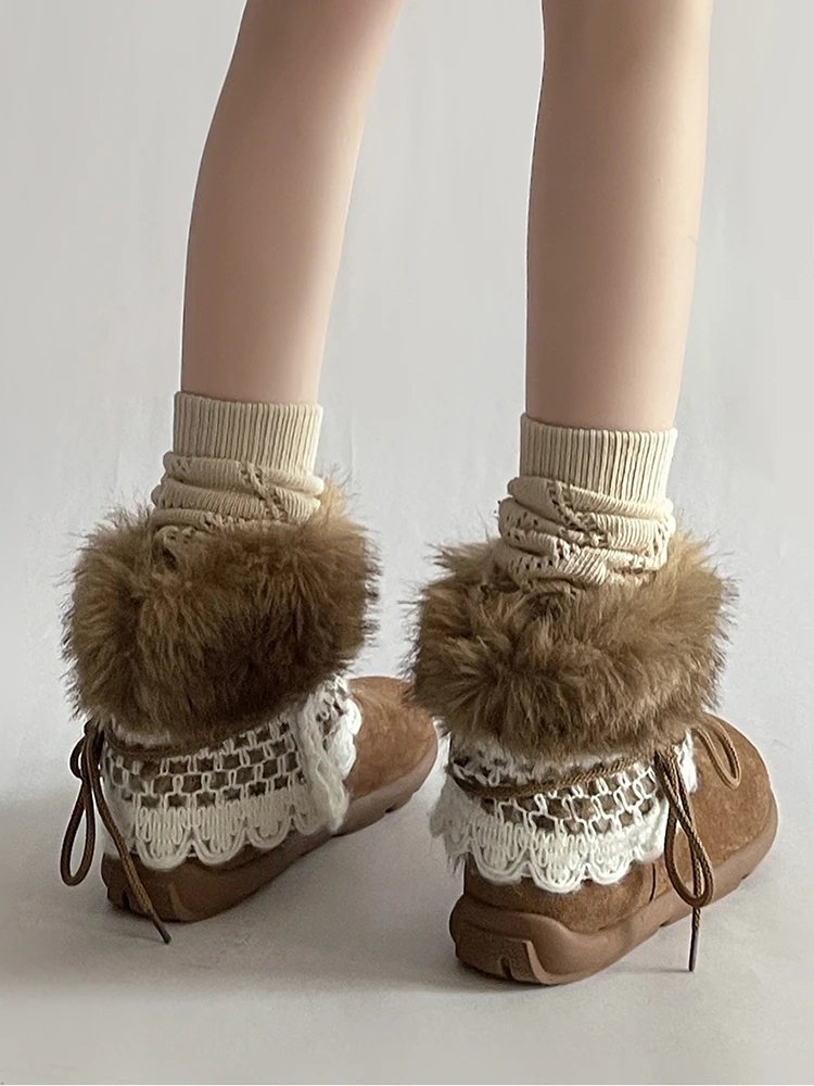 三福雪地靴子女秋冬季2025年新款加绒短靴厚底辣妹风中筒保暖棉鞋