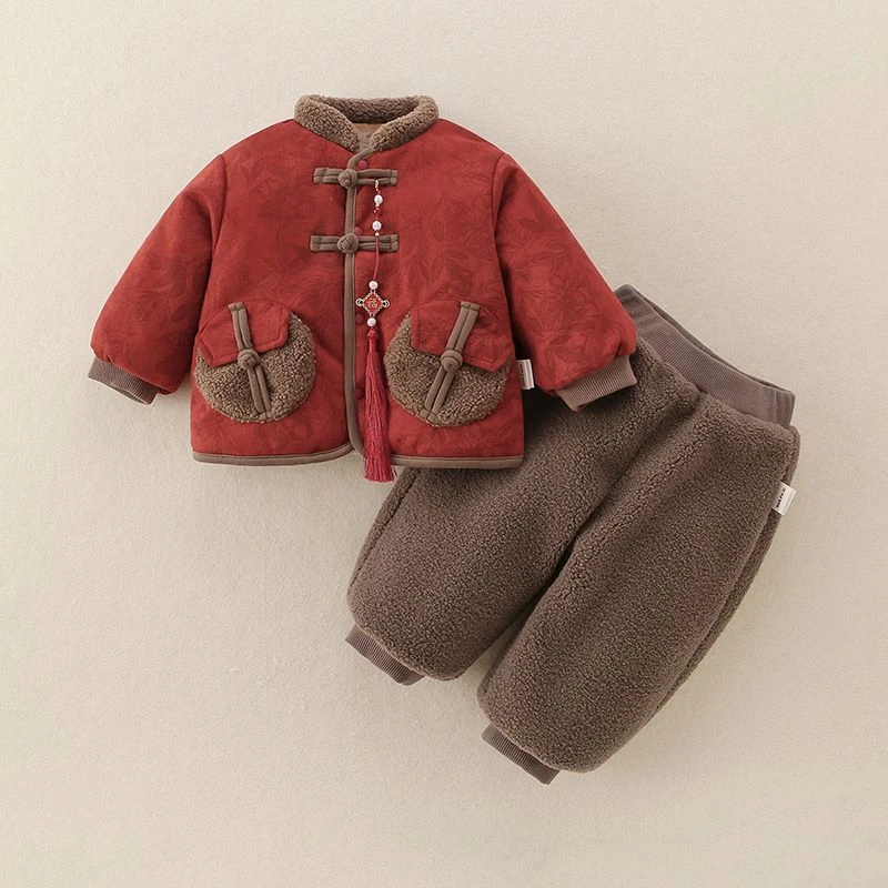 男童周岁中式汉服礼服套装婴儿新款唐装喜庆冬装宝宝加绒冬季拜年
