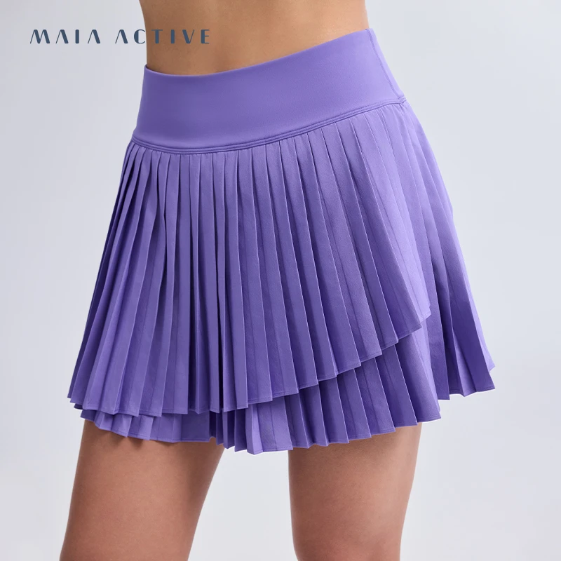 达人专享 MAIA压褶网球裙含安全裤运动短裙休闲日常半裙 51SK02
