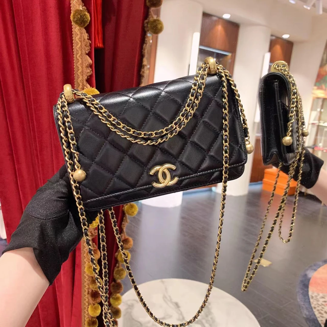95新 Chanel/香奈儿 GGS香奈儿21a双金珠woc黑金牛皮94873319