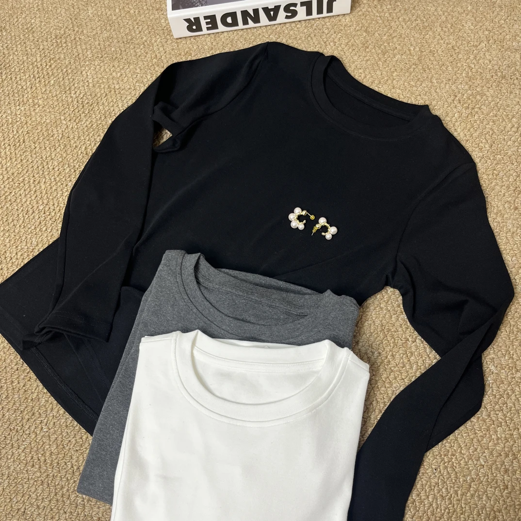 【馥程轻奢】｜瘦瘦T｜rou风T恤秋冬女长袖圆领打底衫纯棉网红爆N275