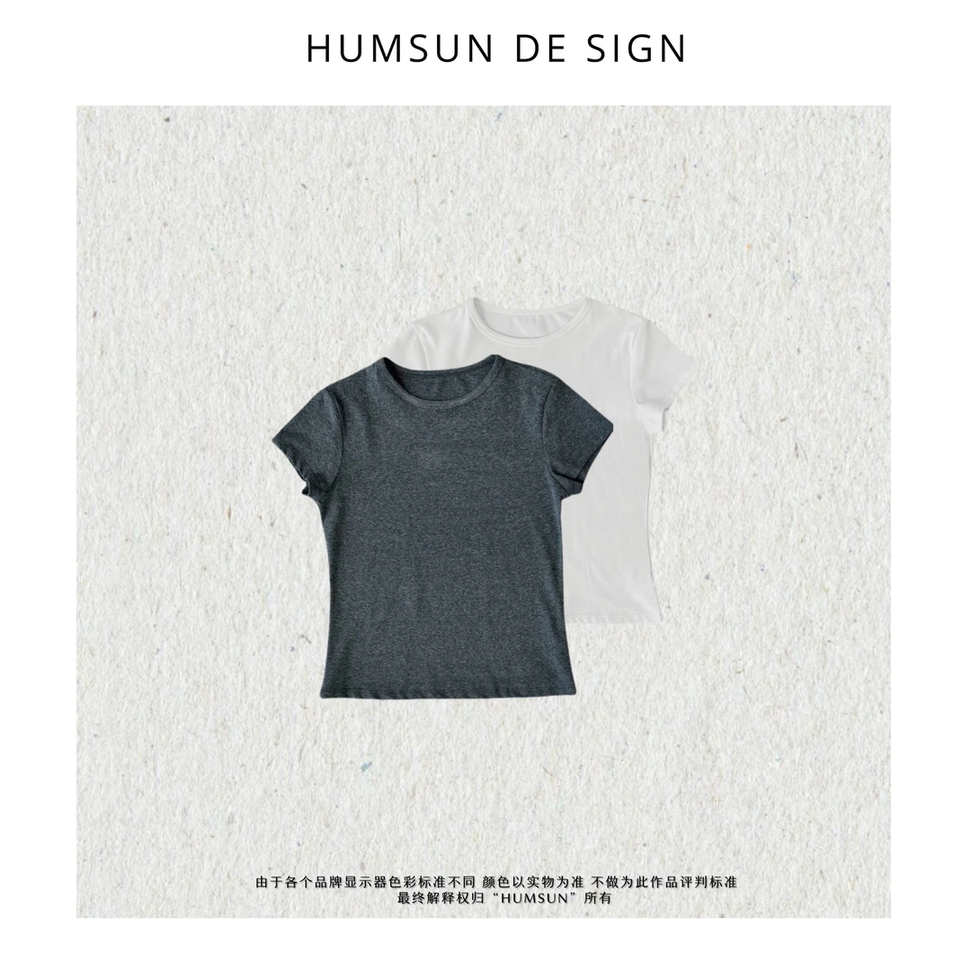HUMSUN/禾木笙  TH*ER系列经典圆领基础款纯色短袖T恤 24A337