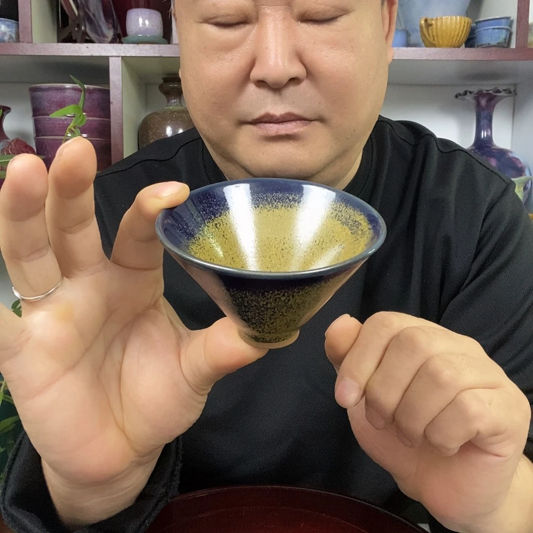 杯神垕钧瓷高温窑变斗笠杯