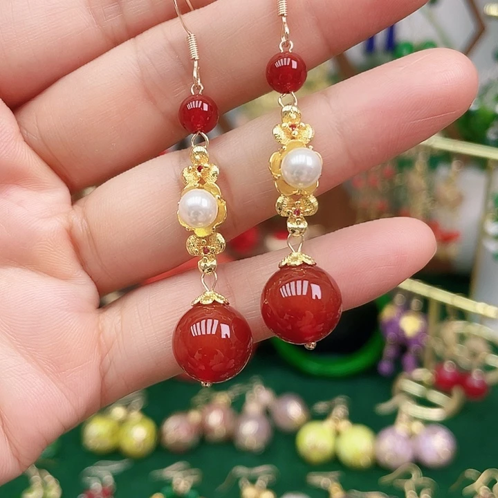 玛瑙/玉髓耳钉合金