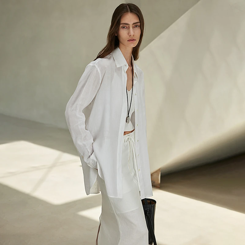 JOC爆款轻凉感敲细苎麻/法国亚麻 老百搭宽松微透衬衫