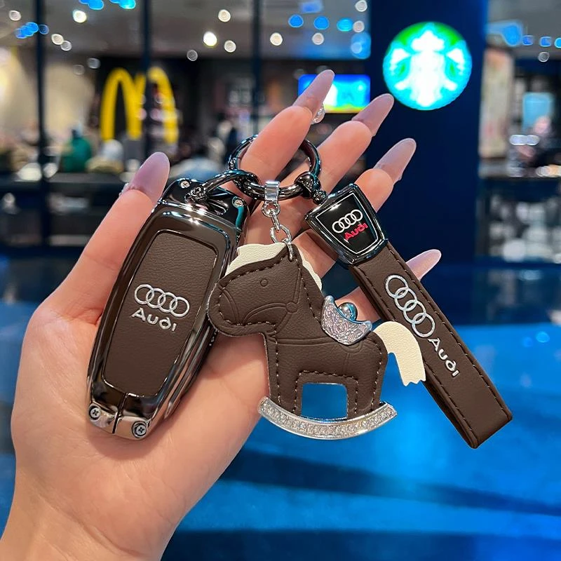 适用奥迪钥匙套新款A6L/Q7/Q8/A3L/A8L/A7/Q4钥匙包金属壳扣高档