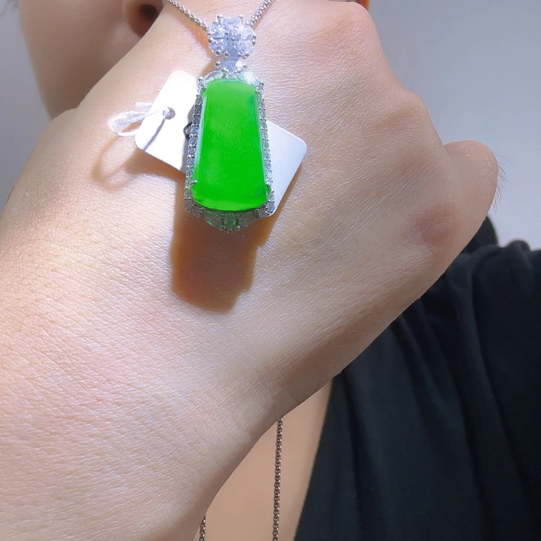 翡翠银S925镶嵌吊坠(不含链)