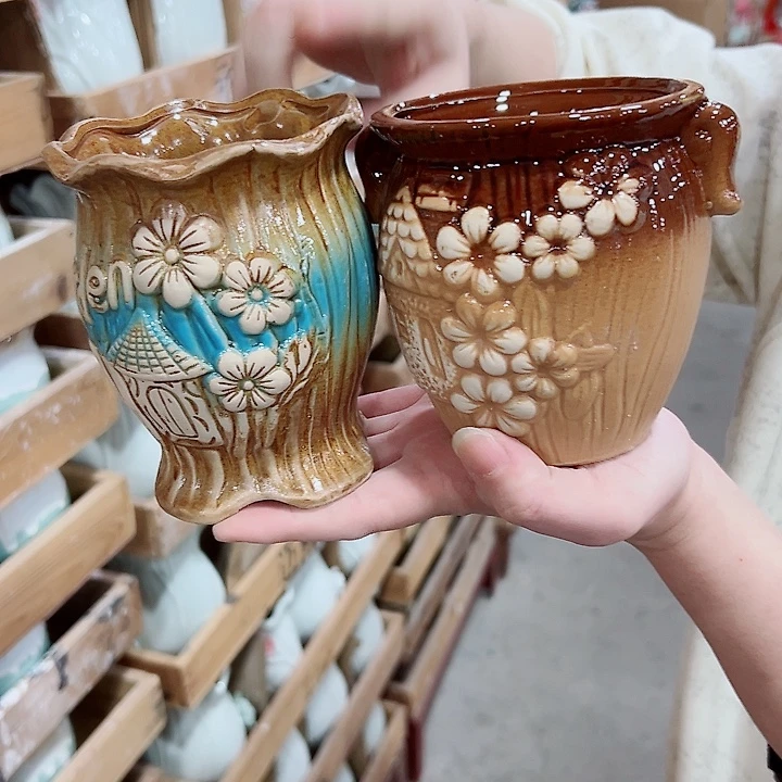 有孔.凑满10元发货多肉陶瓷花盆！