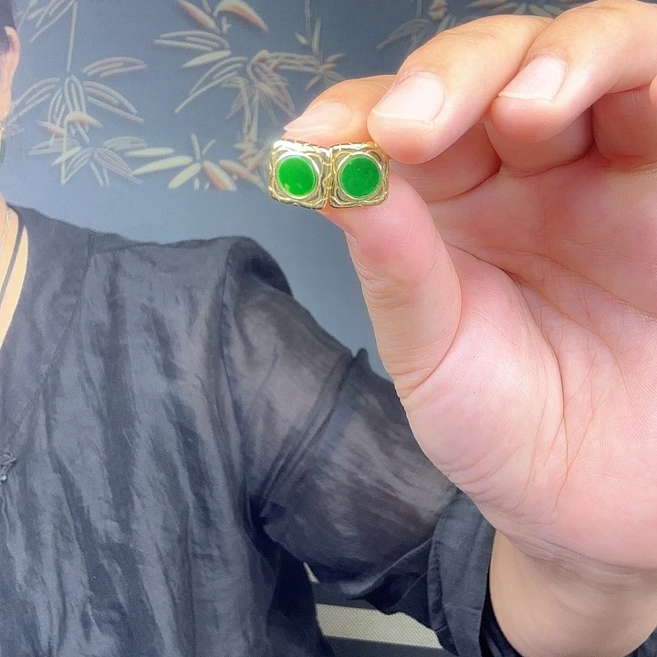 翡翠银S925镶嵌耳饰特价