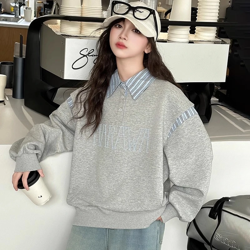 女童春装卫衣2025新款洋气女孩霸气酷飒卫衣中大童春秋款翻领上衣