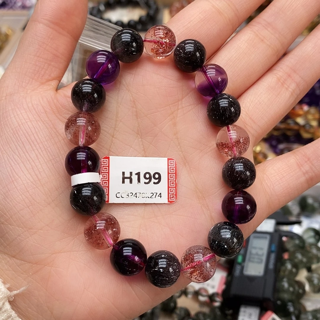 未镶嵌手链水晶H199 超七 黑加仑 11m+