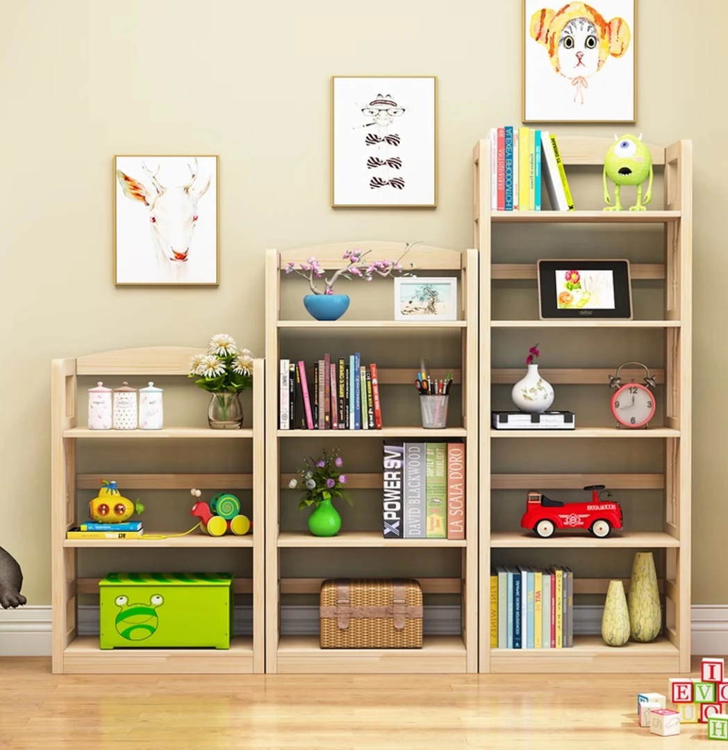 实木书架落地客厅创意格子简约家用绘本架