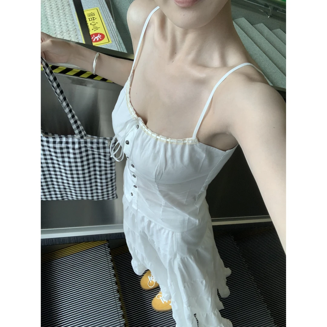 MARIE.COCO仙气精致花边蕾丝吊带半裙套装女夏季蛋糕裙法式纯欲风