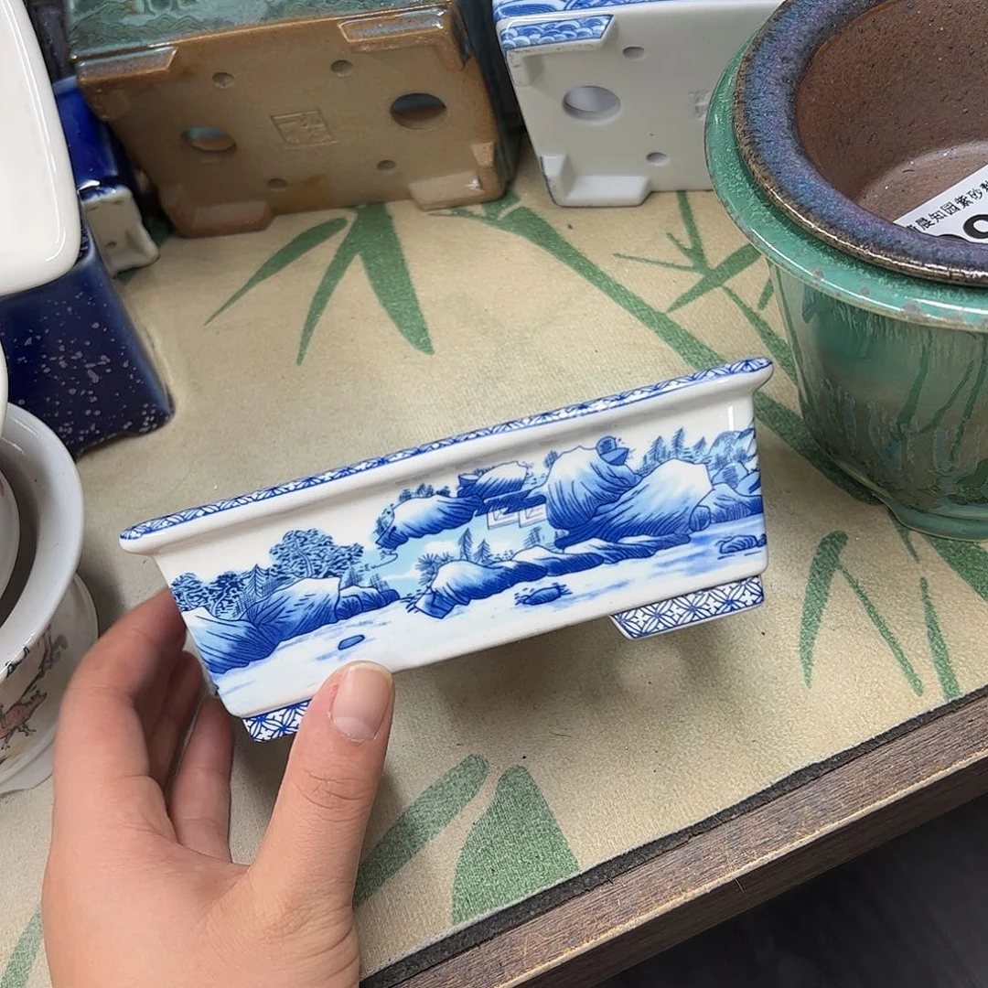 紫砂花盆766号瑕疵15/12/5cn仿手绘青花山水