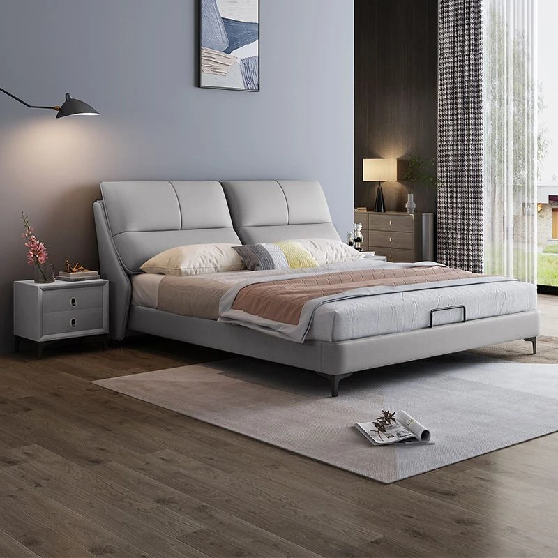 欧式床现代简约时尚主卧大床轻奢储物小户型1.8m双人真皮主卧婚床