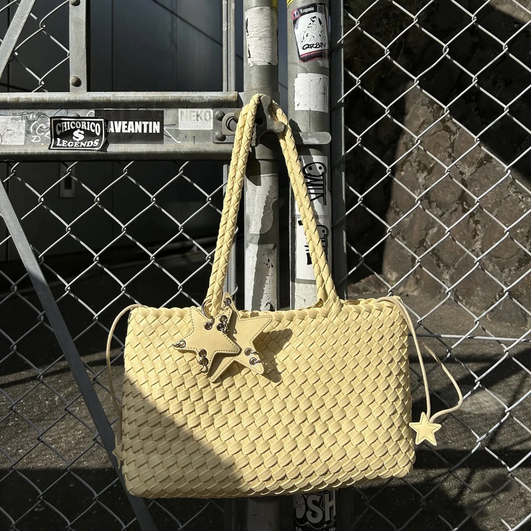 纯手工真皮编织包托特包女百搭小众手提菜篮子包大容量单肩腋下包