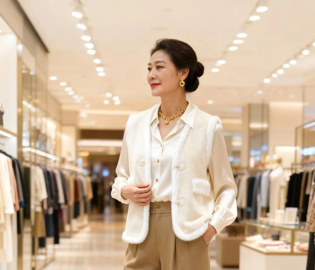 小绵羊工厂秋冬季马女高级感气质外套爆款时髦2025羊羔款貂绒马甲