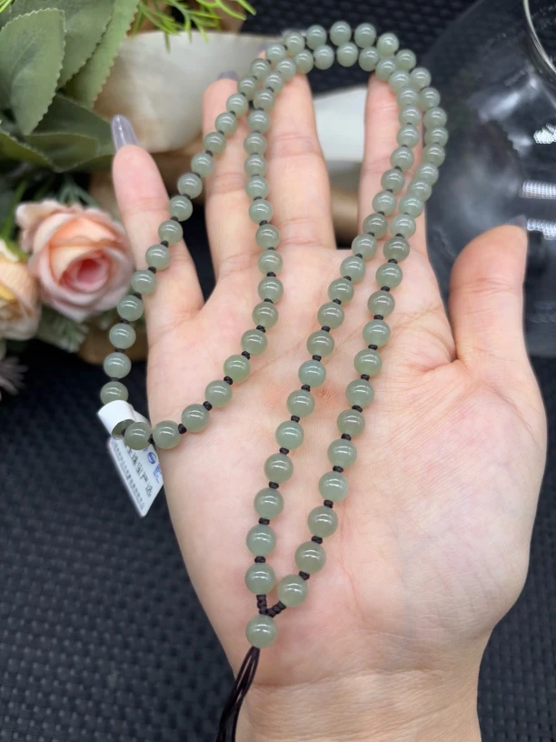 福利新疆和田玉且末蓝圆珠6mm手工编织挂件绳珠链项链毛衣链百搭