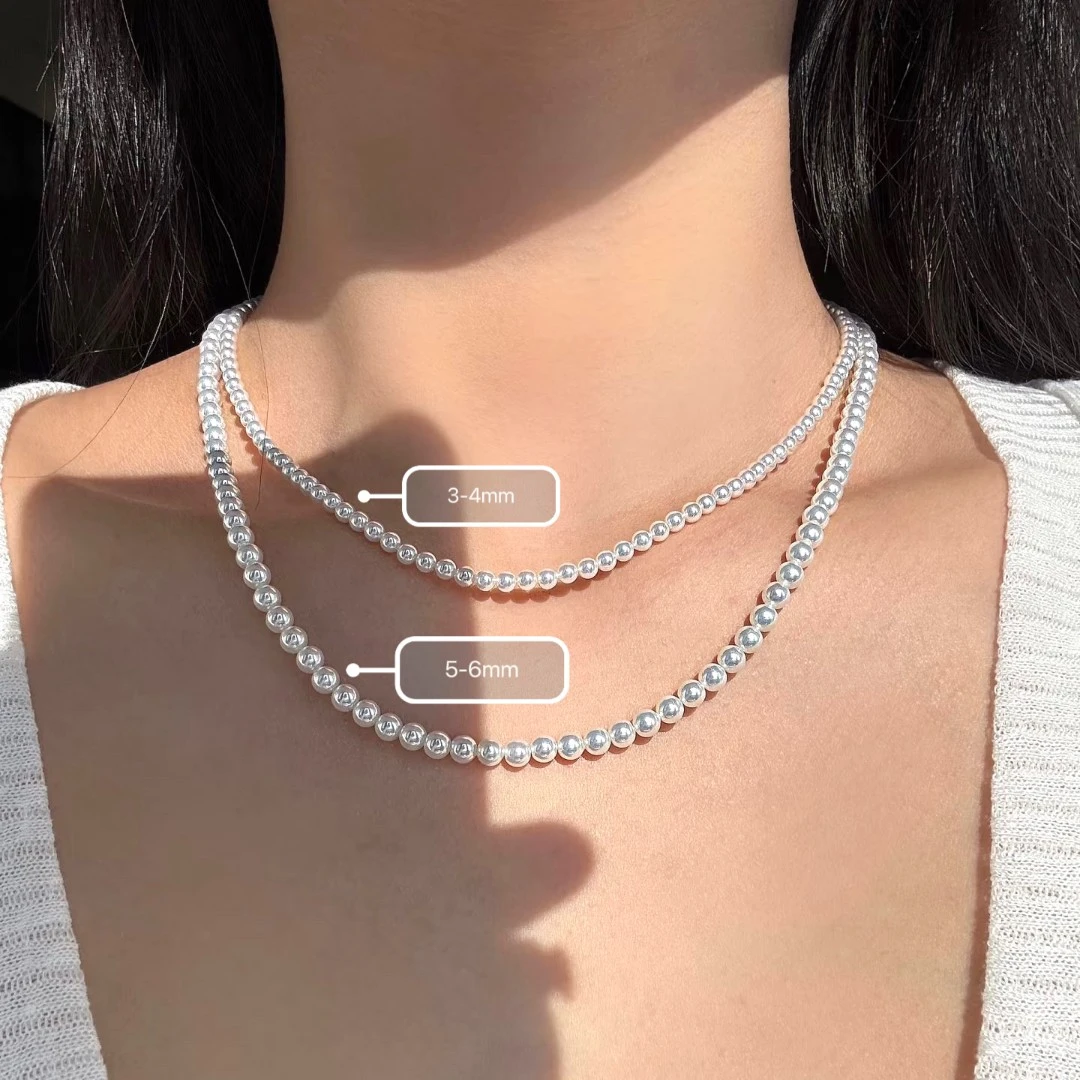 链子925银 【新人见面礼】冰川白气质时尚百搭小米珠项链40+5cm