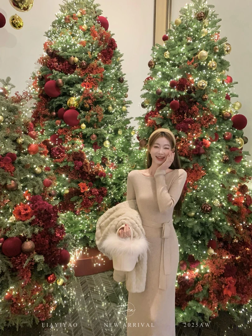 EIA一尧【露丝纸片人】冬季气质女人百搭显瘦连衣裙收腰慵懒毛织裙