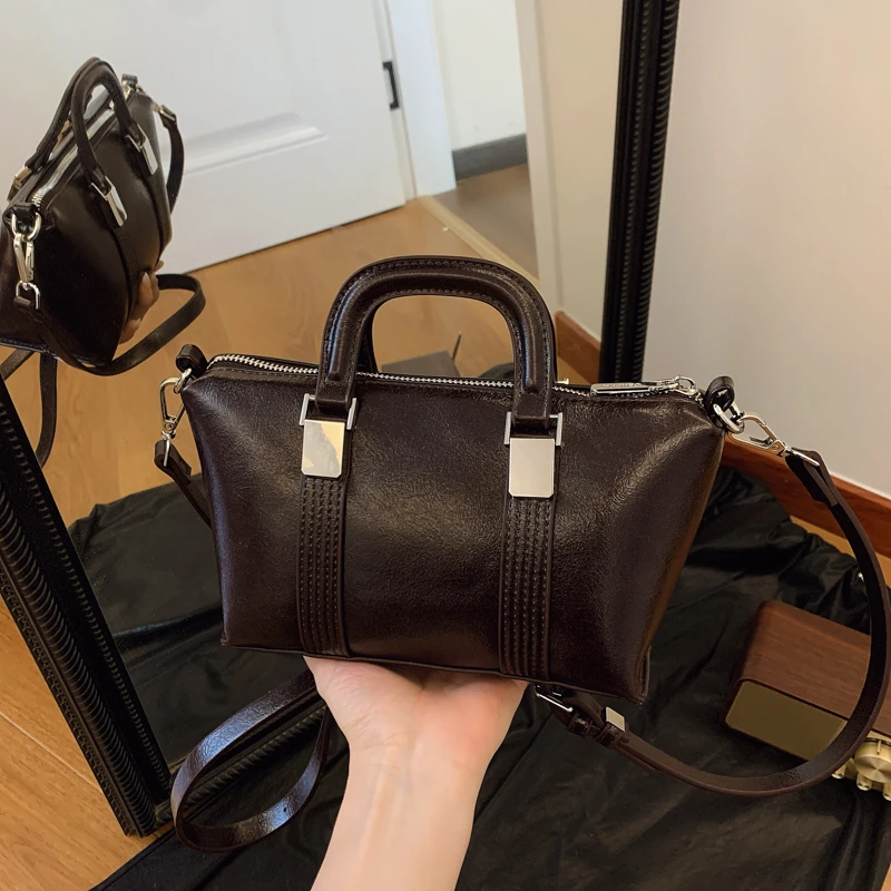 时尚休闲复古波士顿单肩肩包时尚休闲女士欧美韩版复古波士顿