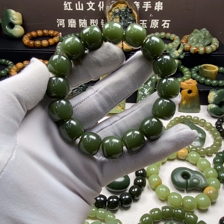 手链未镶嵌岫岩老玉（透闪石质玉）