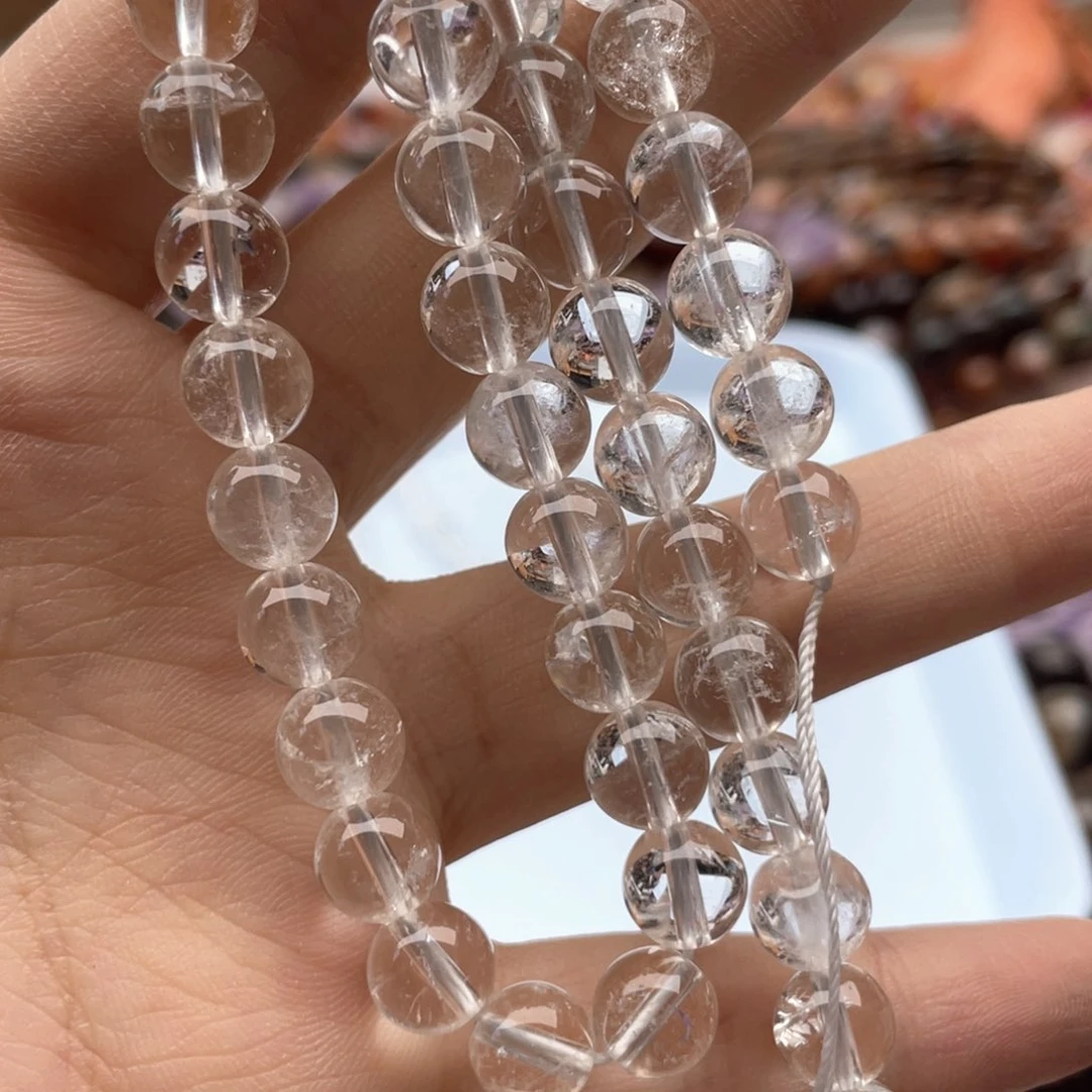 玛瑙/玉髓未镶嵌珠宝半成品一条装卡8白水圆珠