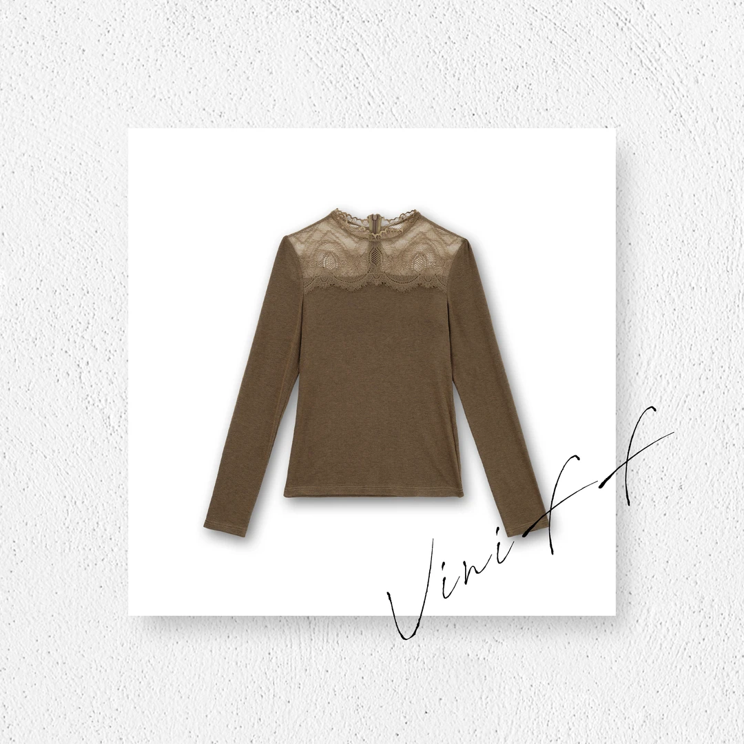 ViniFF薇妮｜2025S/S 蕾丝拼接打底衫CZ4DX011