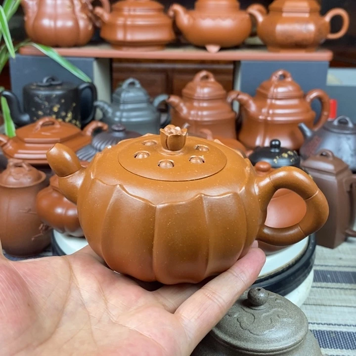 茶壶紫砂筋纹莲子150-260cc原矿朱泥特价