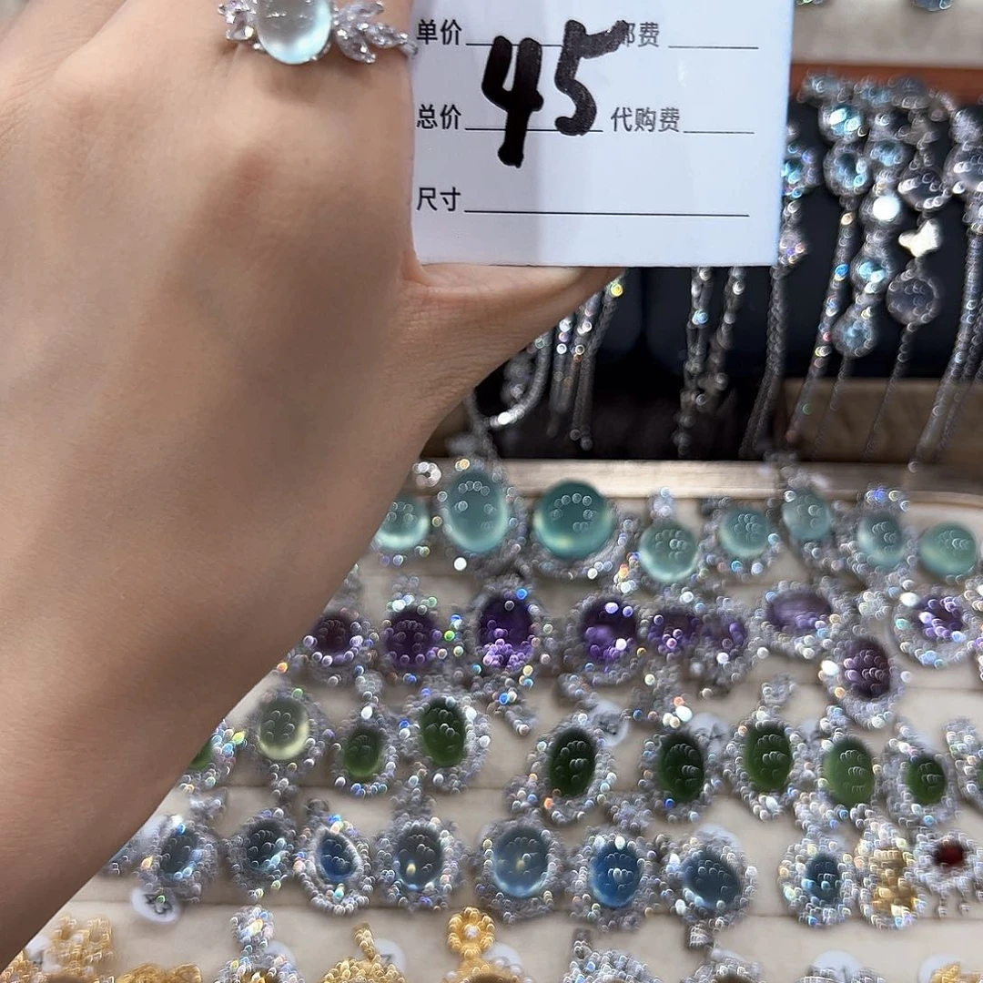 小***H蛇纹石玉银S925镶嵌戒指