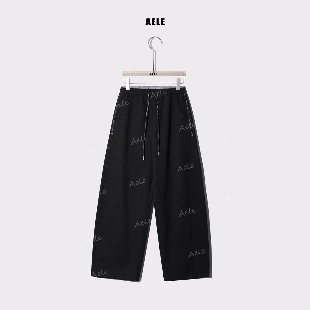 AELE--【镰刀裤】显瘦抽绳撞色宽松阔腿休闲卫裤 K853 2960 AD