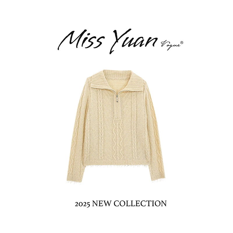 M.Y媛总 2025冬季新款翻领时尚百搭气质长袖毛针织衫MY2522D
