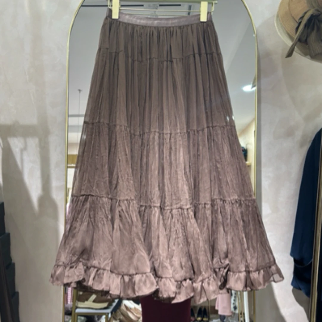 宽松飘逸气质半裙大摆法式