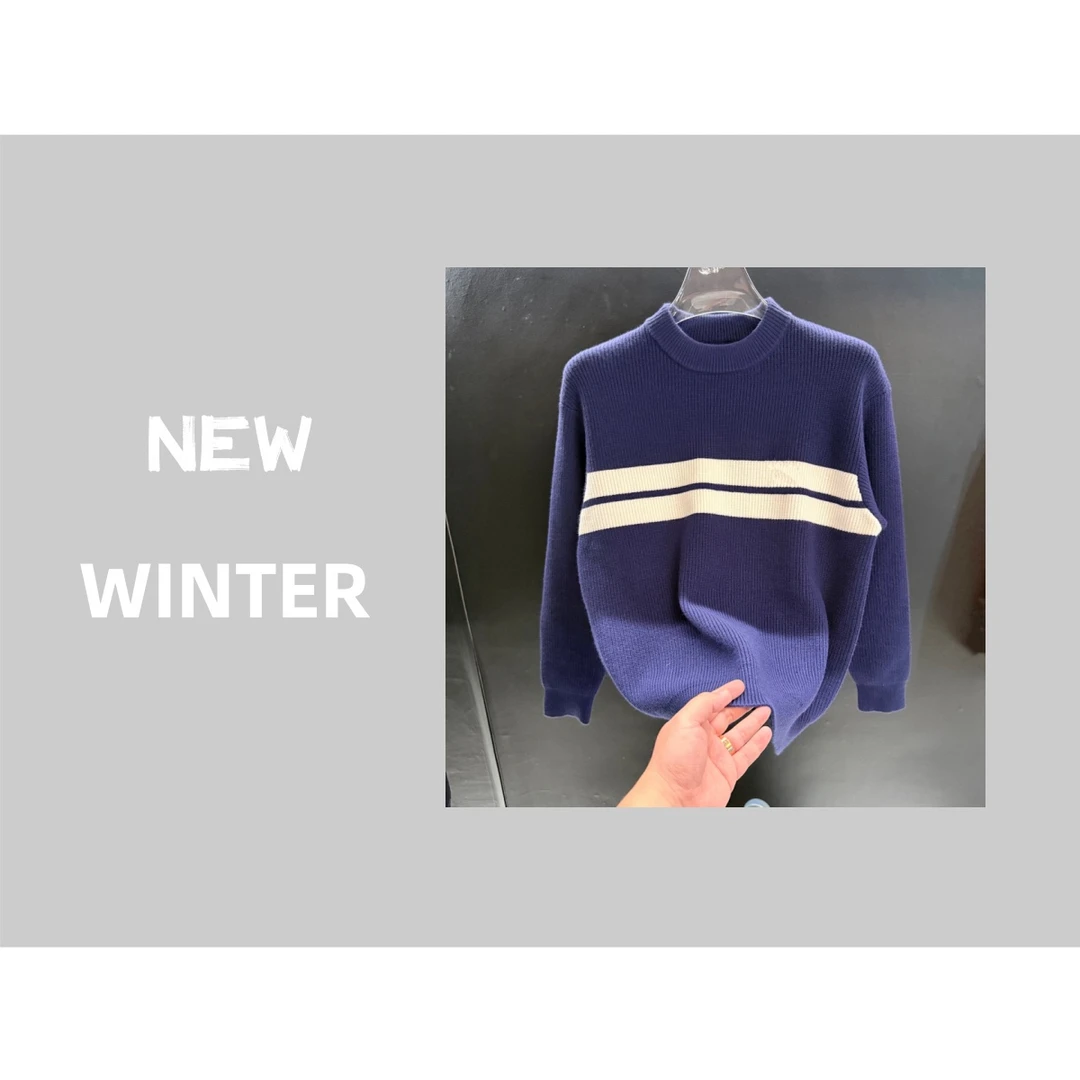 VOUTION (MN1145)25秋冬圆领轻奢重磅拼色时尚百搭毛衣