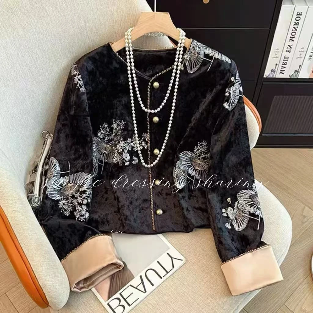 LULU定制【黑色L】秋冬直新中式设计师25L044